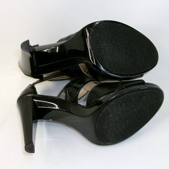 Michael Kors Berkley Black Patent Leather T-Strap High Heels 9 M - Picture 7 of 7